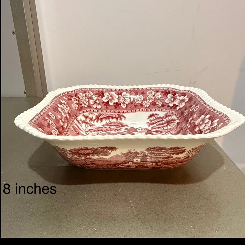 Vintage Copeland Spode “Pink Tower” Square Vegetable Serving Dish,old backstamp
